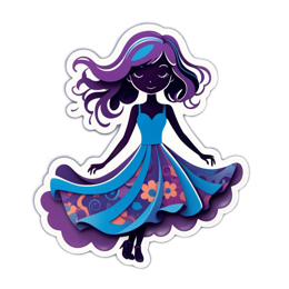 fashion dancing floral SVG PNG design with clean design elements, blue and purple floral elements