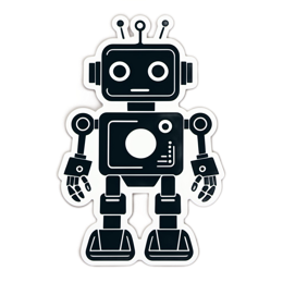 robot black SVG PNG design with clean design elements