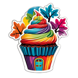 cupcake colorful autumn SVG PNG design with floral elements