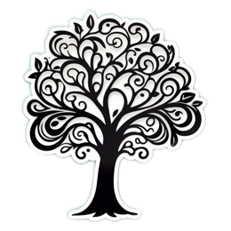 tree black SVG PNG design with black floral elements