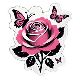 roses butterflies floral SVG PNG design with clean design elements, black and pink floral elements