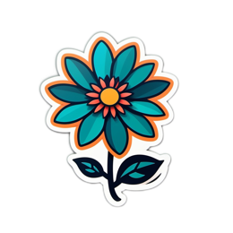 flower colorful vibrant SVG PNG design with clean design elements, orange and green floral elements