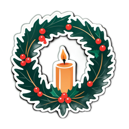 candle wreath SVG PNG design with clean design elements, orange and red floral elements