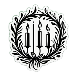 candles floral SVG PNG design with black and green floral elements