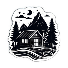 cabin mountains SVG PNG design with clean design elements