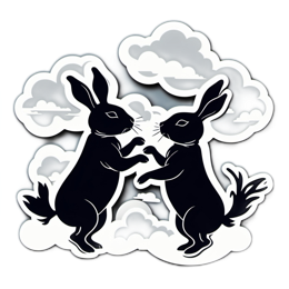 rabbits silhouette clouds SVG PNG design