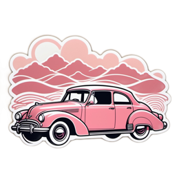 pink car landscape SVG PNG design with clean design elements