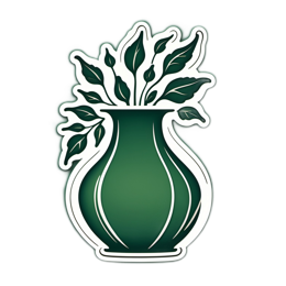 vase leaves SVG PNG design with white and green floral elements