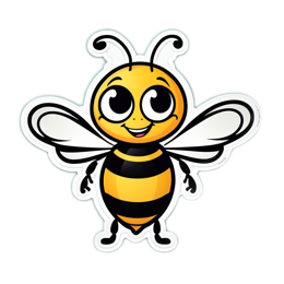 friendly cartoon bee SVG PNG design with clean design elements