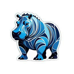 bluehippo sticker SVG PNG design with clean design elements
