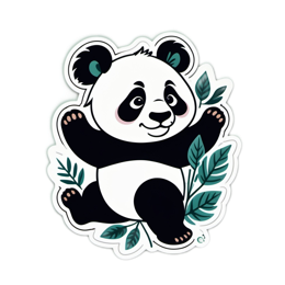 panda playful leaves SVG PNG design with clean design elements