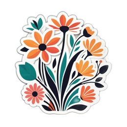 flowers vibrant floral SVG PNG design with clean design elements, black and orange floral elements