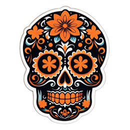decoration skull floral SVG PNG design with clean design elements, black and white floral elements