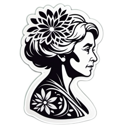 beautiful sticker floral SVG PNG design with black and white floral elements