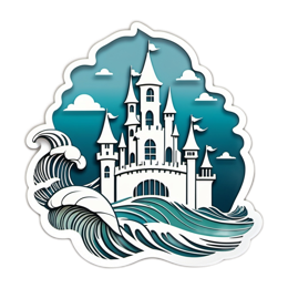 castle ocean wave SVG PNG design with clean design elements