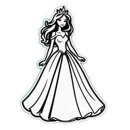 princess drawing SVG PNG design with clean design elements