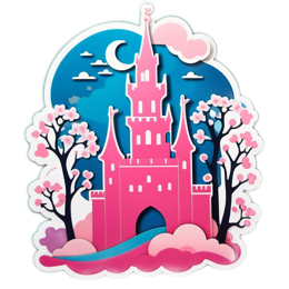 castle pink trees SVG PNG design