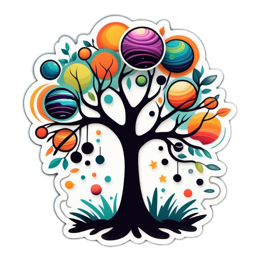 tree colorful planets SVG PNG design with clean design elements
