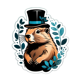 fancy hatter groundhog SVG PNG design with floral elements