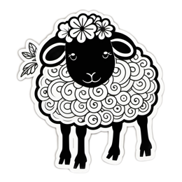 black sheep floral SVG PNG design with clean design elements, black and white floral elements