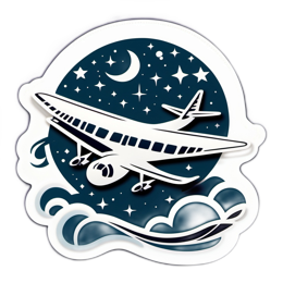 airplane night sky SVG PNG design with clean design elements