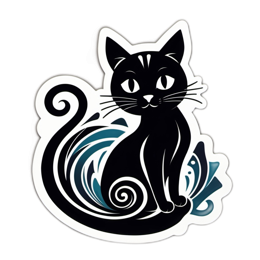 cute blackcat sticker SVG PNG design with clean design elements