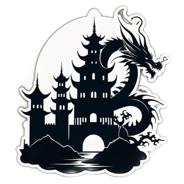 dragon castle silhouette SVG PNG design with clean design elements