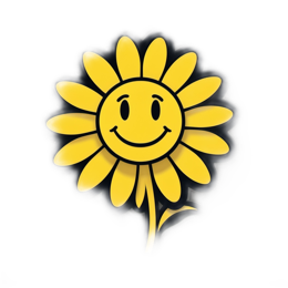 smiling flower SVG PNG design with clean design elements, green and yellow floral elements