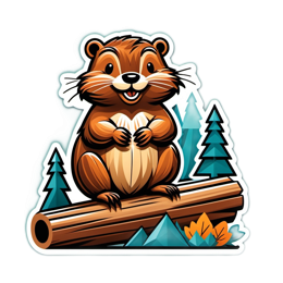 cute beaver sticker SVG PNG design with clean design elements