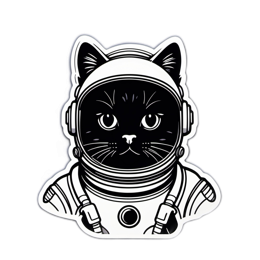 astronaut blackcat SVG PNG design with clean design elements