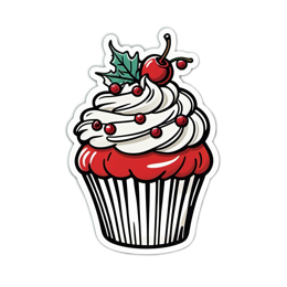 cupcake holiday SVG PNG design with clean design elements, white and red floral elements