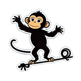 monkey playful sticker SVG PNG design with clean design elements