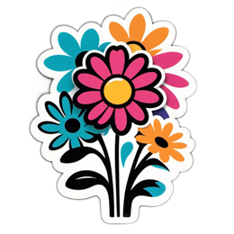 flower stickers SVG PNG design with clean design elements, orange and pink floral elements