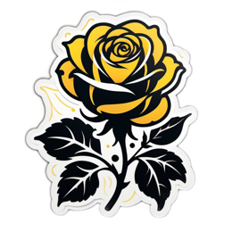 flower yellowrose SVG PNG design with clean design elements, black and yellow floral elements