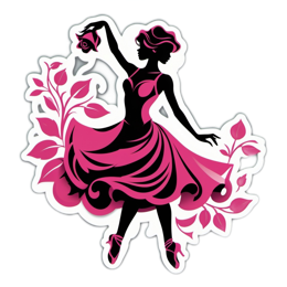dance elegance floral SVG PNG design with black and pink floral elements