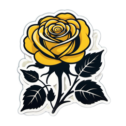 stickers yellow rose floral SVG PNG design with clean design elements, yellow floral elements