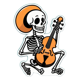 skeleton violin SVG PNG design with clean design elements