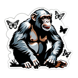 chimpanzee butterflies SVG PNG design with clean design elements
