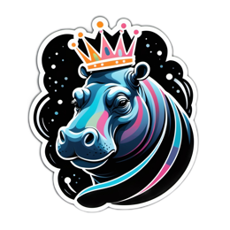 hippo colorful sticker SVG PNG design with clean design elements