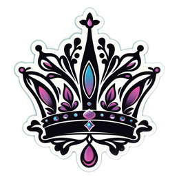 sticker crown floral SVG PNG design with clean design elements, black and pink floral elements