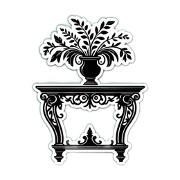 furniture vase floral SVG PNG design with clean design elements, black and white floral elements