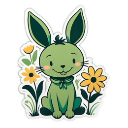 fantasy bunny flower SVG PNG design with green and yellow floral elements