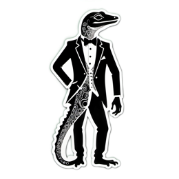 stylized lizard tuxedo SVG PNG design with clean design elements