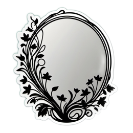 mirror floral SVG PNG design with black floral elements