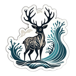 deer waves SVG PNG design with clean design elements