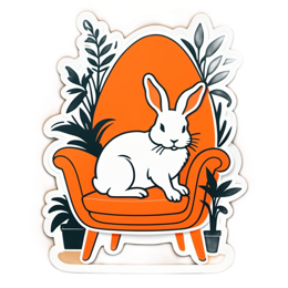 rabbit plant chair SVG PNG design with clean design elements