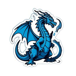 dragon blue sticker SVG PNG design with clean design elements