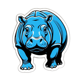 hippo blue artistic SVG PNG design with clean design elements