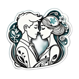 romance floral SVG PNG design with black and white floral elements