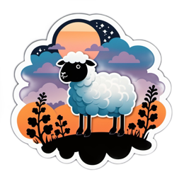 sheep sunset SVG PNG design with clean design elements